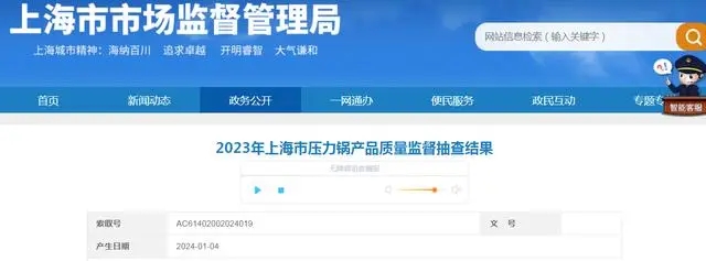 2023年上海市压力锅产品质量监督抽查结果(图1)